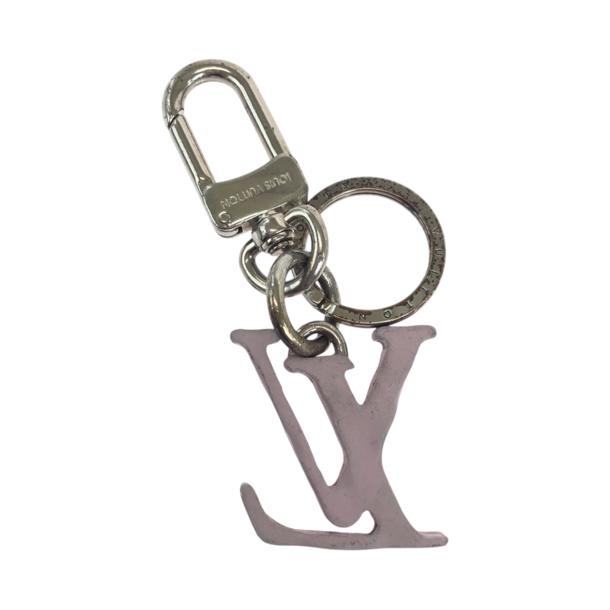 19232
LOUIS VUITTON ルイヴィトン ポルトクレ LVシェイプ  ピンク シルバー金具 ステンレススチール MP2615 キーホルダー  レディース AB13