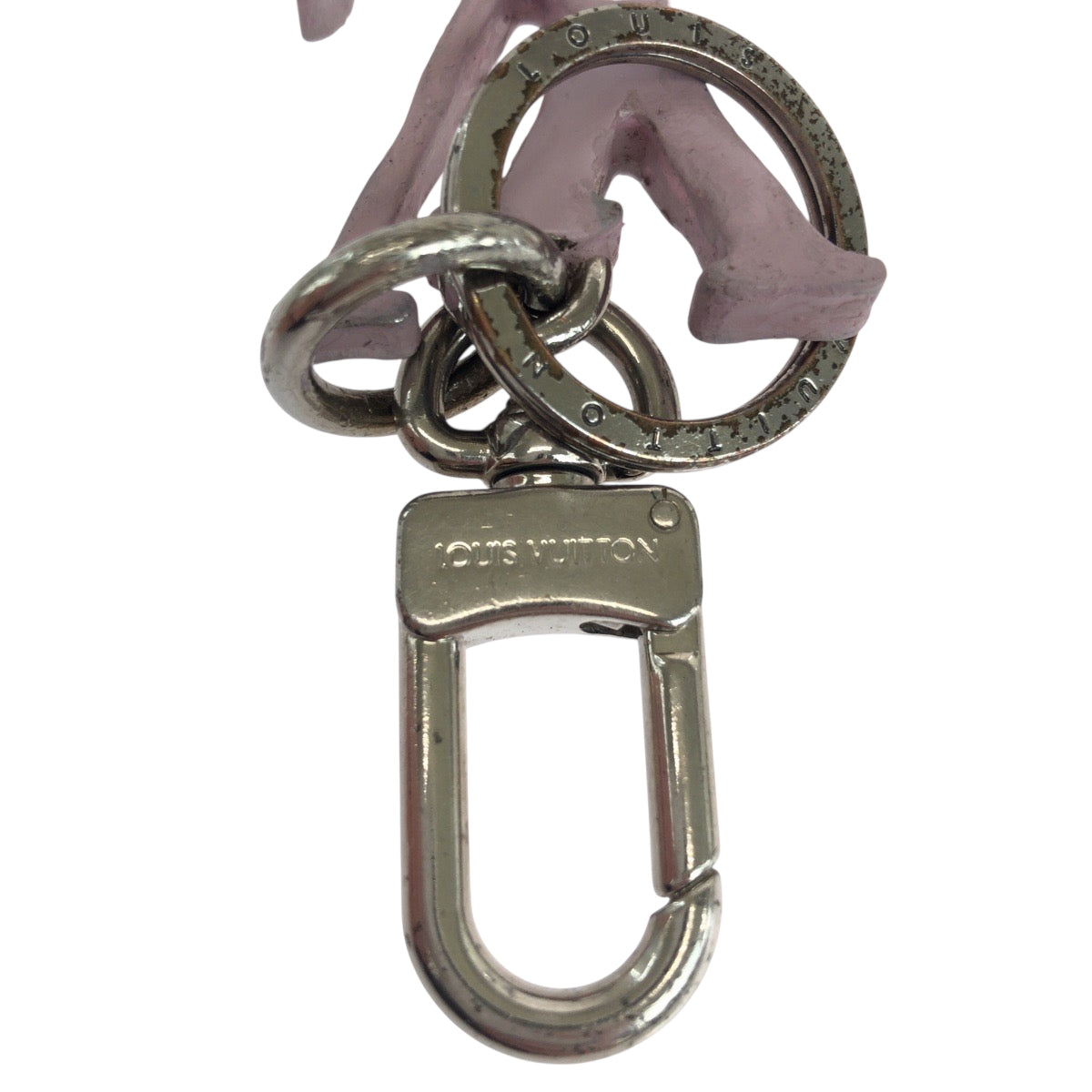 19232
LOUIS VUITTON ルイヴィトン ポルトクレ LVシェイプ  ピンク シルバー金具 ステンレススチール MP2615 キーホルダー  レディース AB13