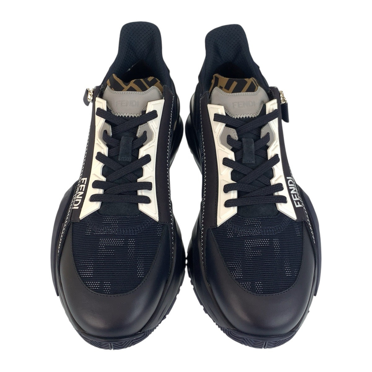 19234
FENDI フェンディ ズッカ 23AW FLOW サイズ表記11/30cm ネイビー マルチカラー ナイロン / ゴム スニーカー ローカット サイドジップ  メンズ N64