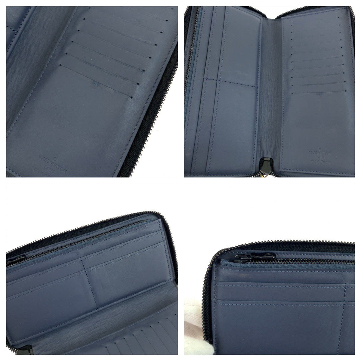 19237
LOUIS VUITTON ルイヴィトン モノグラム シャドー ジッピーウォレット ヴェルティカル ネイビー ブルー ブラック金具 カーフ M80423 長財布 ラウンドファスナー  メンズ ABP62