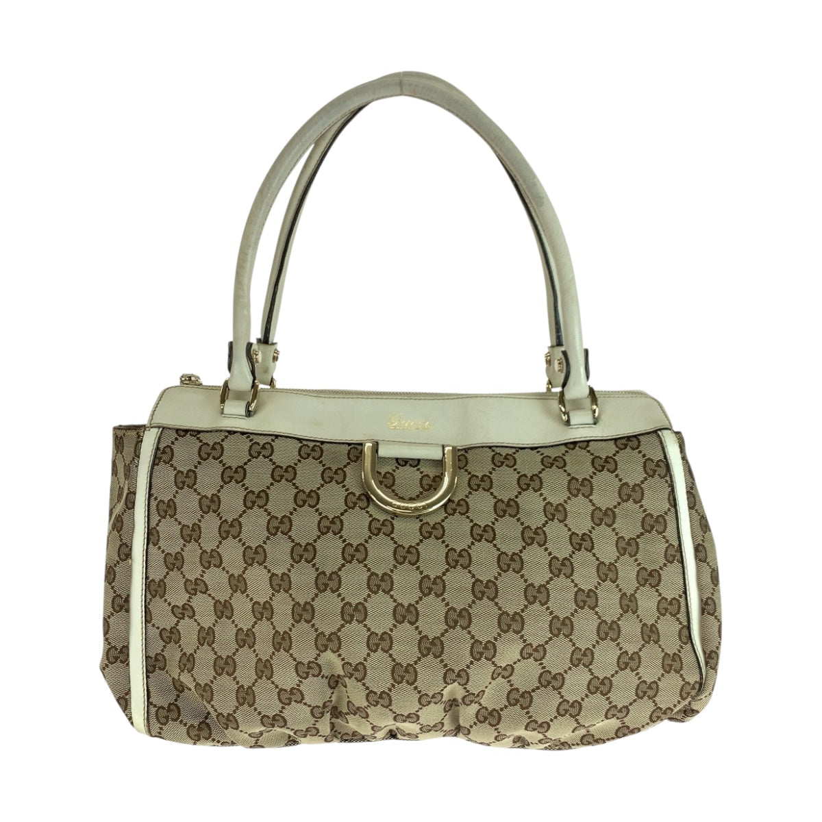 20230
GUCCI グッチ アビー ベージュ ホワイト ゴールド金具 GGキャンバス 189831 トートバッグ ハンドバッグ レディース AB36