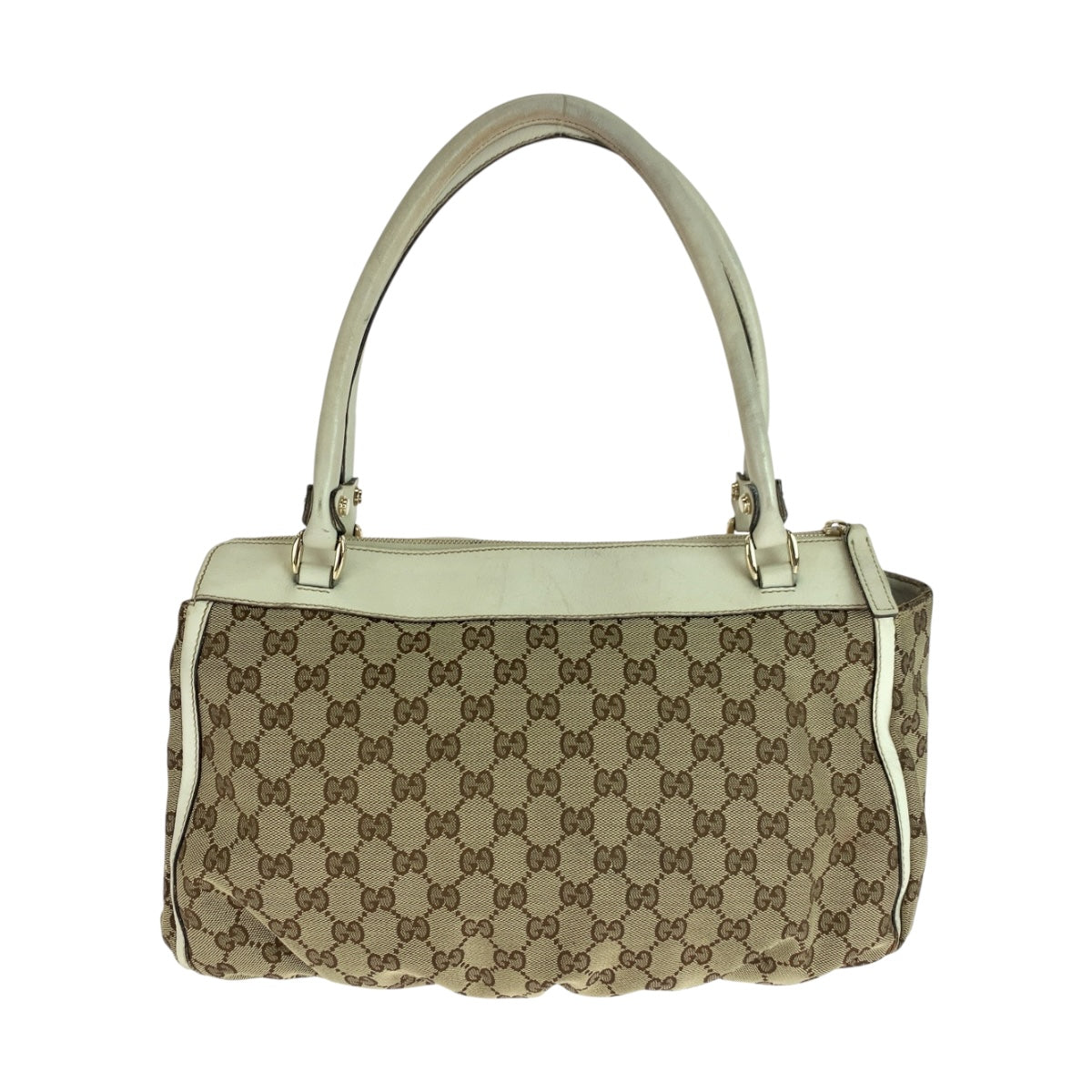 20230
GUCCI グッチ アビー ベージュ ホワイト ゴールド金具 GGキャンバス 189831 トートバッグ ハンドバッグ レディース AB36