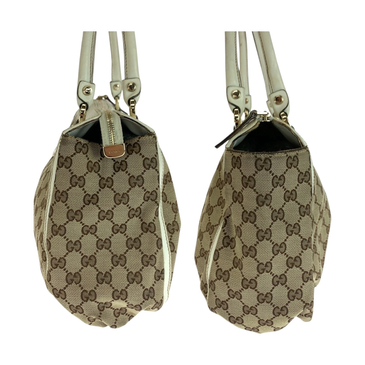 20230
GUCCI グッチ アビー ベージュ ホワイト ゴールド金具 GGキャンバス 189831 トートバッグ ハンドバッグ レディース AB36