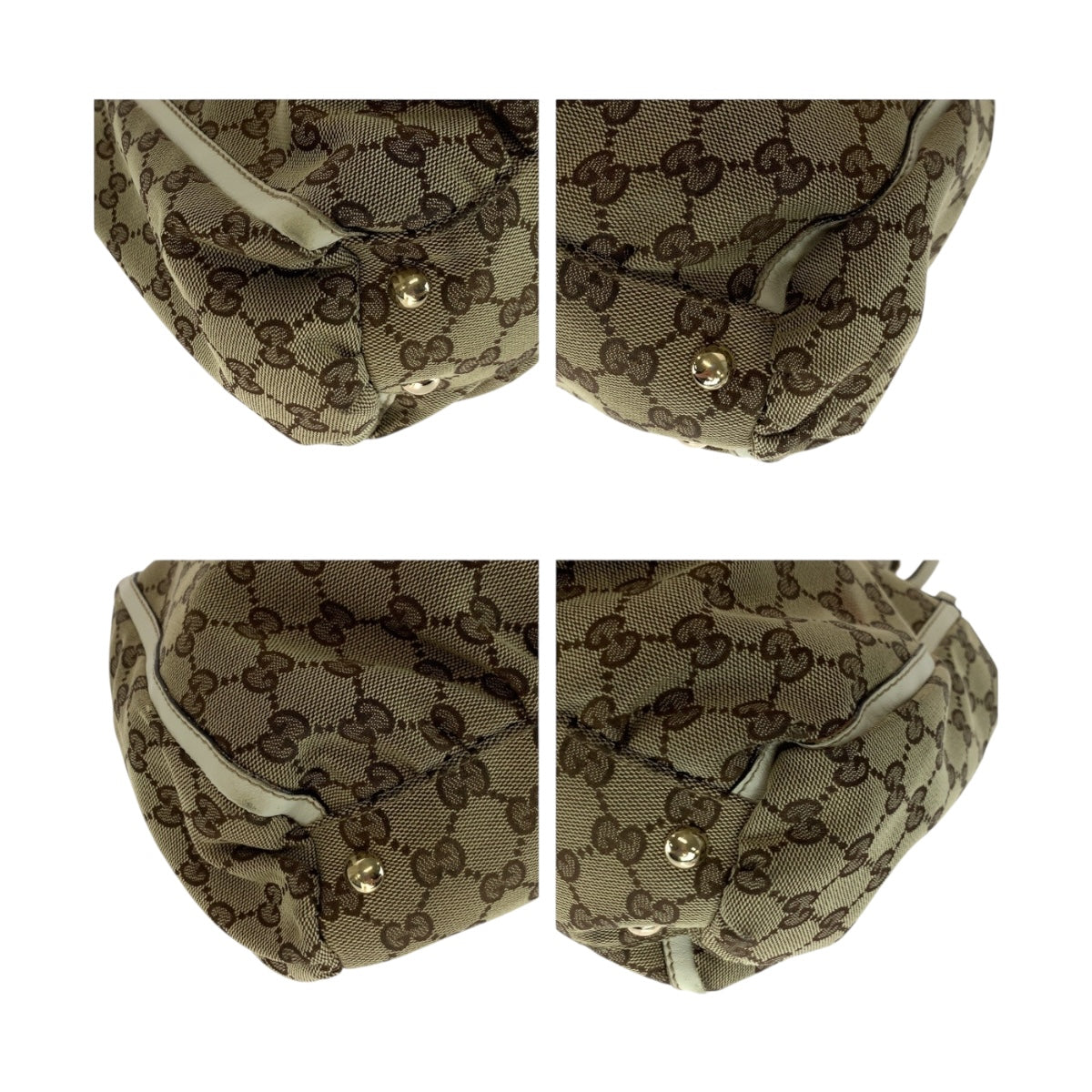 20230
GUCCI グッチ アビー ベージュ ホワイト ゴールド金具 GGキャンバス 189831 トートバッグ ハンドバッグ レディース AB36