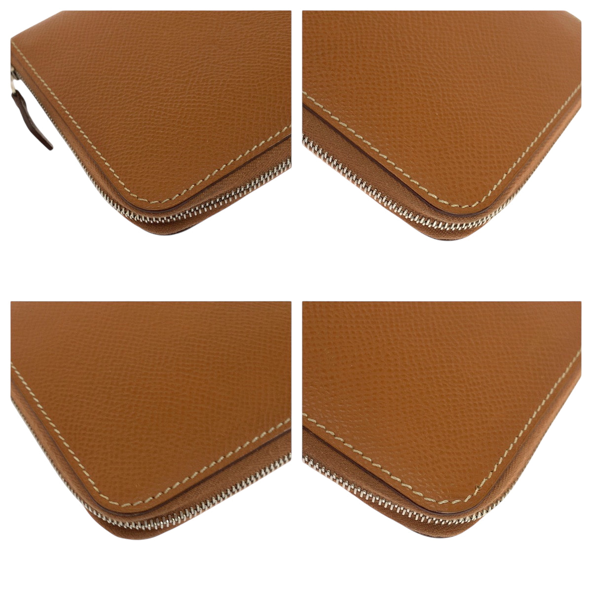 19246
HERMES エルメス アザップロング シルクイン ゴールド ブラウン シルバー金具 ヴォーエプソン 長財布 ラウンドファスナー X刻印  レディース ABP48