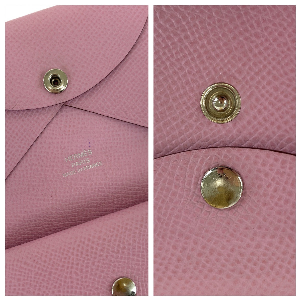 19248
HERMES エルメス カルヴィデュオ モーヴシルベストル ピンク シルバー金具 ヴォーエプソン コインケース コンパクトウォレット カードケース 名刺入れ D刻印  レディース ABP55