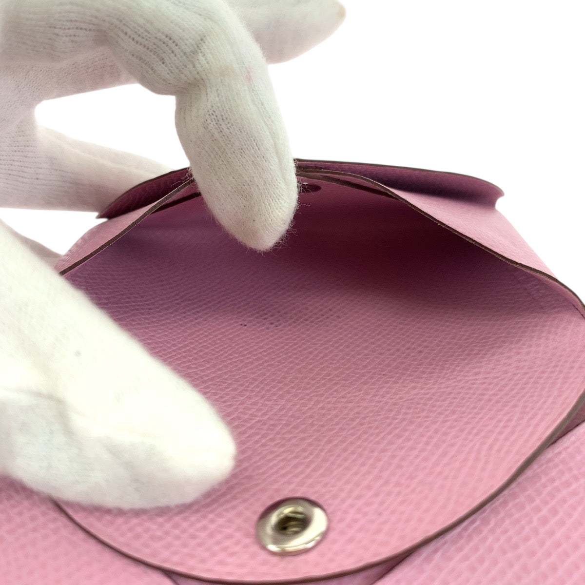 19248
HERMES エルメス カルヴィデュオ モーヴシルベストル ピンク シルバー金具 ヴォーエプソン コインケース コンパクトウォレット カードケース 名刺入れ D刻印  レディース ABP55