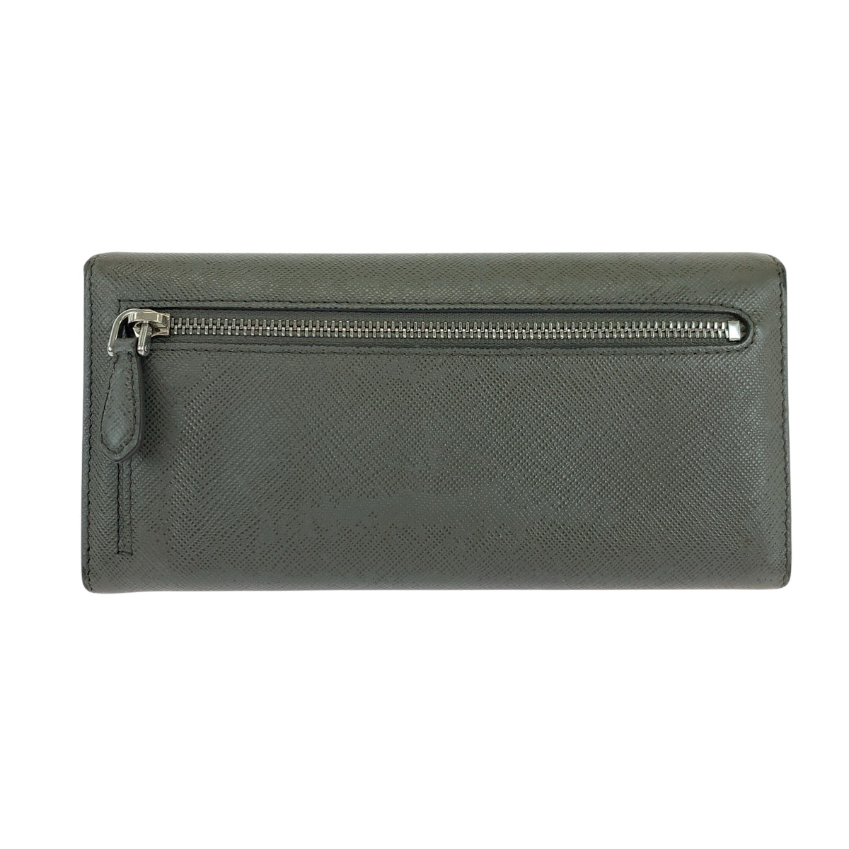 19256
PRADA プラダ サフィアーノ ロゴ グレー シルバー金具 レザー 1MH132 長財布 パスケース付き  レディース AB13