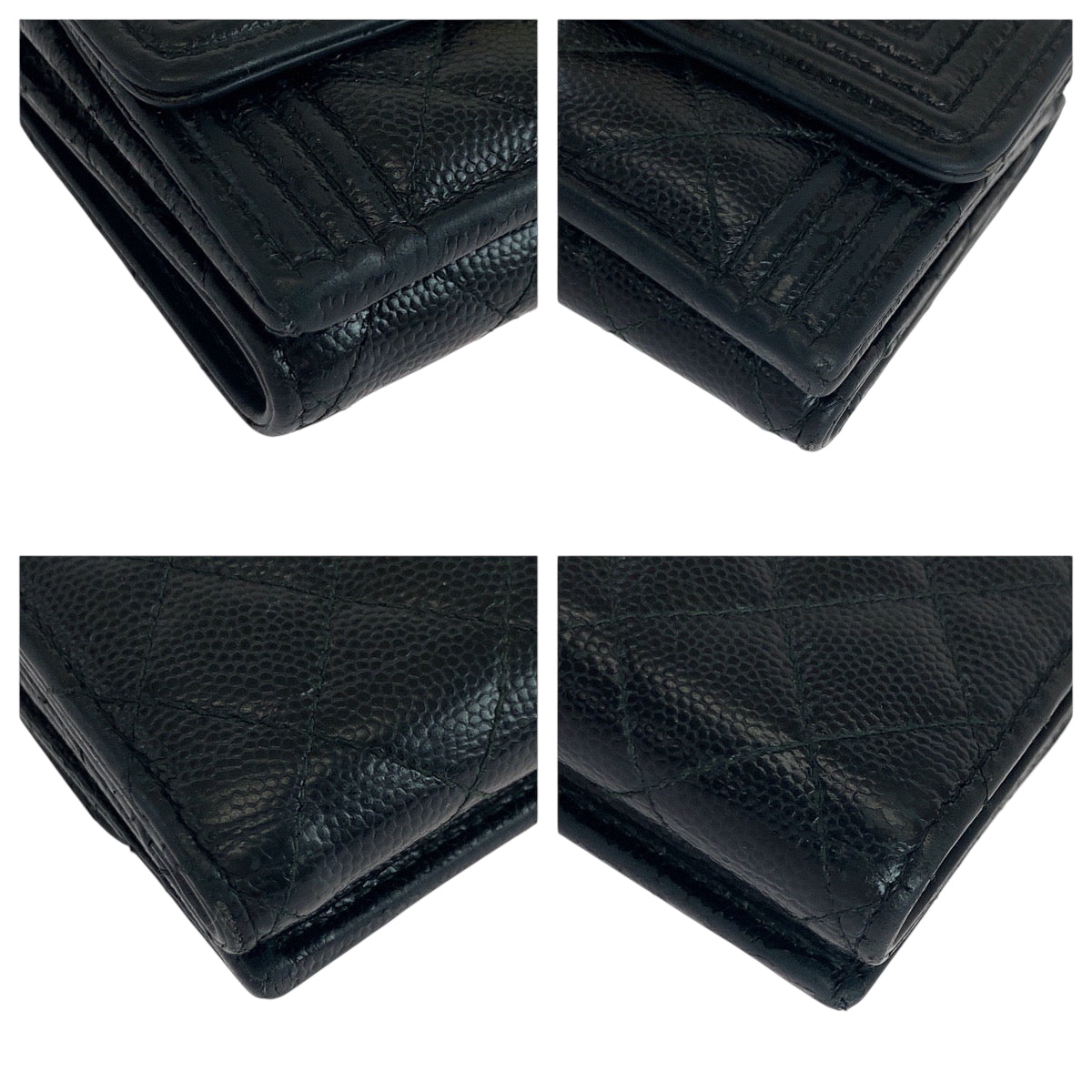 19257
CHANEL シャネル ボーイシャネル スモールフラップ ココマーク ブラック 黒 ゴールド金具 キャビアスキン 折財布 コンパクトウォレット  レディース AB41