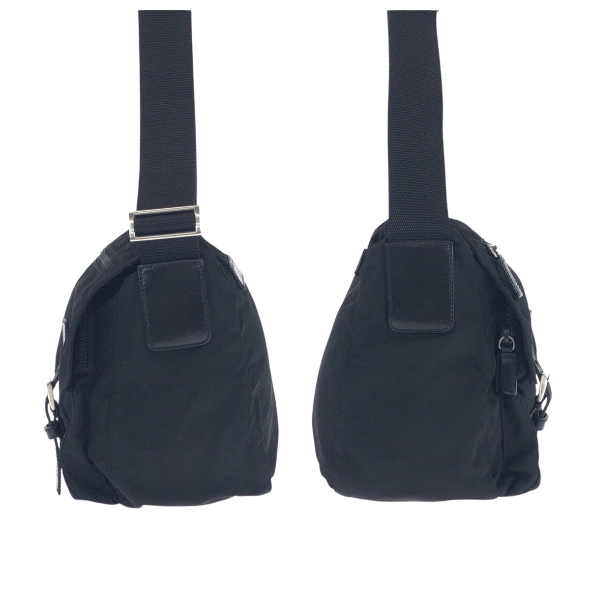 19259
PRADA プラダ テスート 三角ロゴプレート ブラック 黒 シルバー金具 ナイロン / レザー ショルダーバッグ ポシェット  レディース AB34