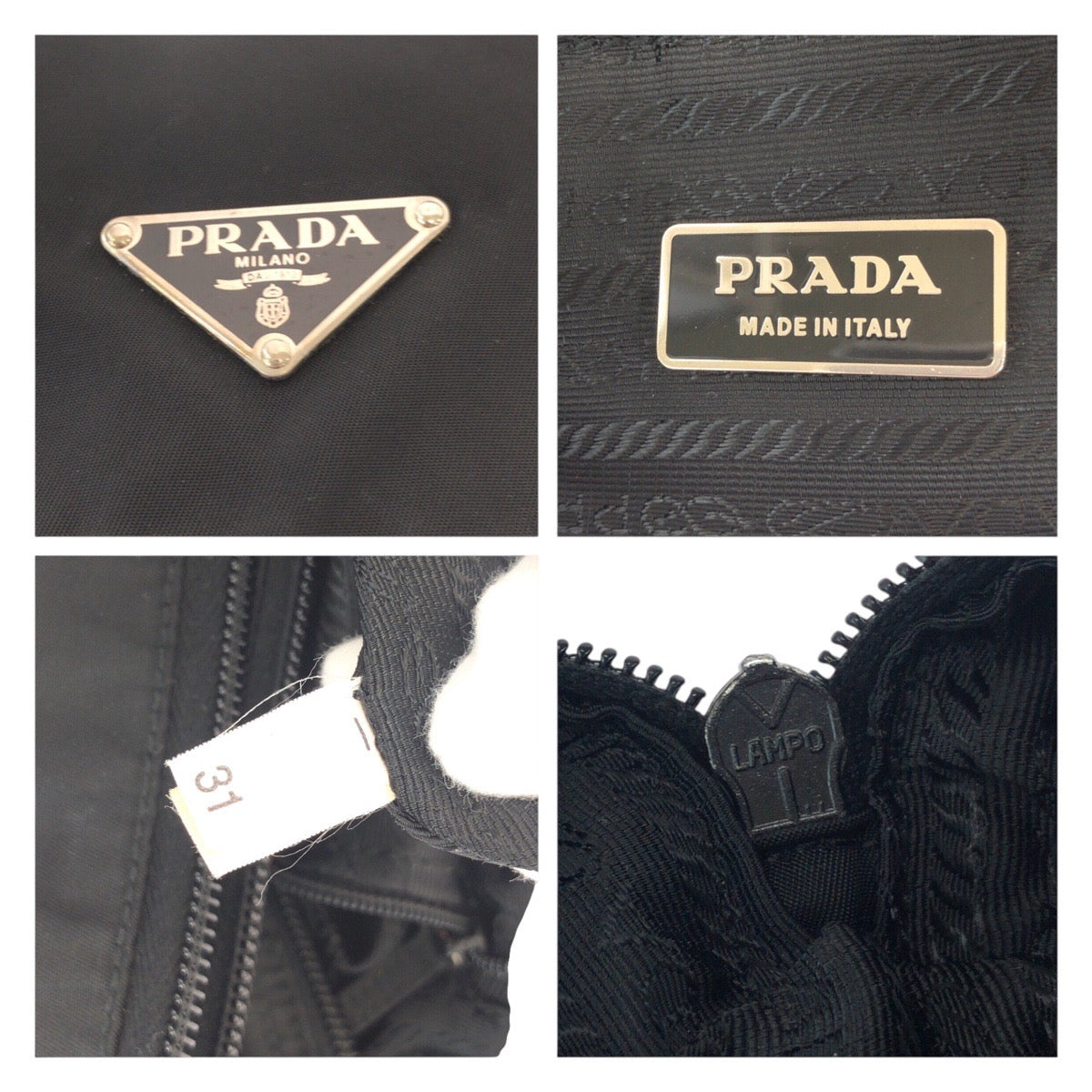 19259
PRADA プラダ テスート 三角ロゴプレート ブラック 黒 シルバー金具 ナイロン / レザー ショルダーバッグ ポシェット  レディース AB34