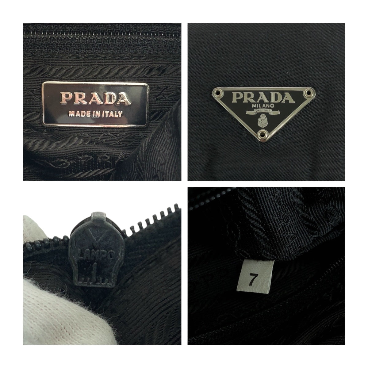19260
PRADA プラダ テスート 三角ロゴプレート ブラック 黒 シルバー金具 ナイロン BT0173  ショルダーバッグ ポシェット  レディース ABP38