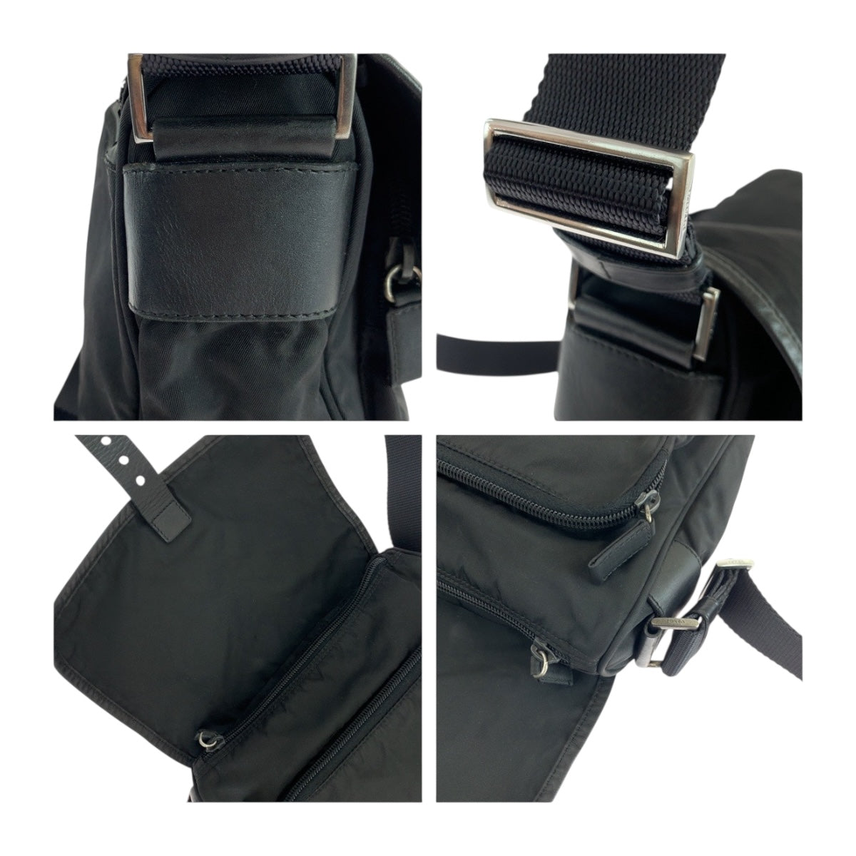 19260
PRADA プラダ テスート 三角ロゴプレート ブラック 黒 シルバー金具 ナイロン BT0173  ショルダーバッグ ポシェット  レディース ABP38