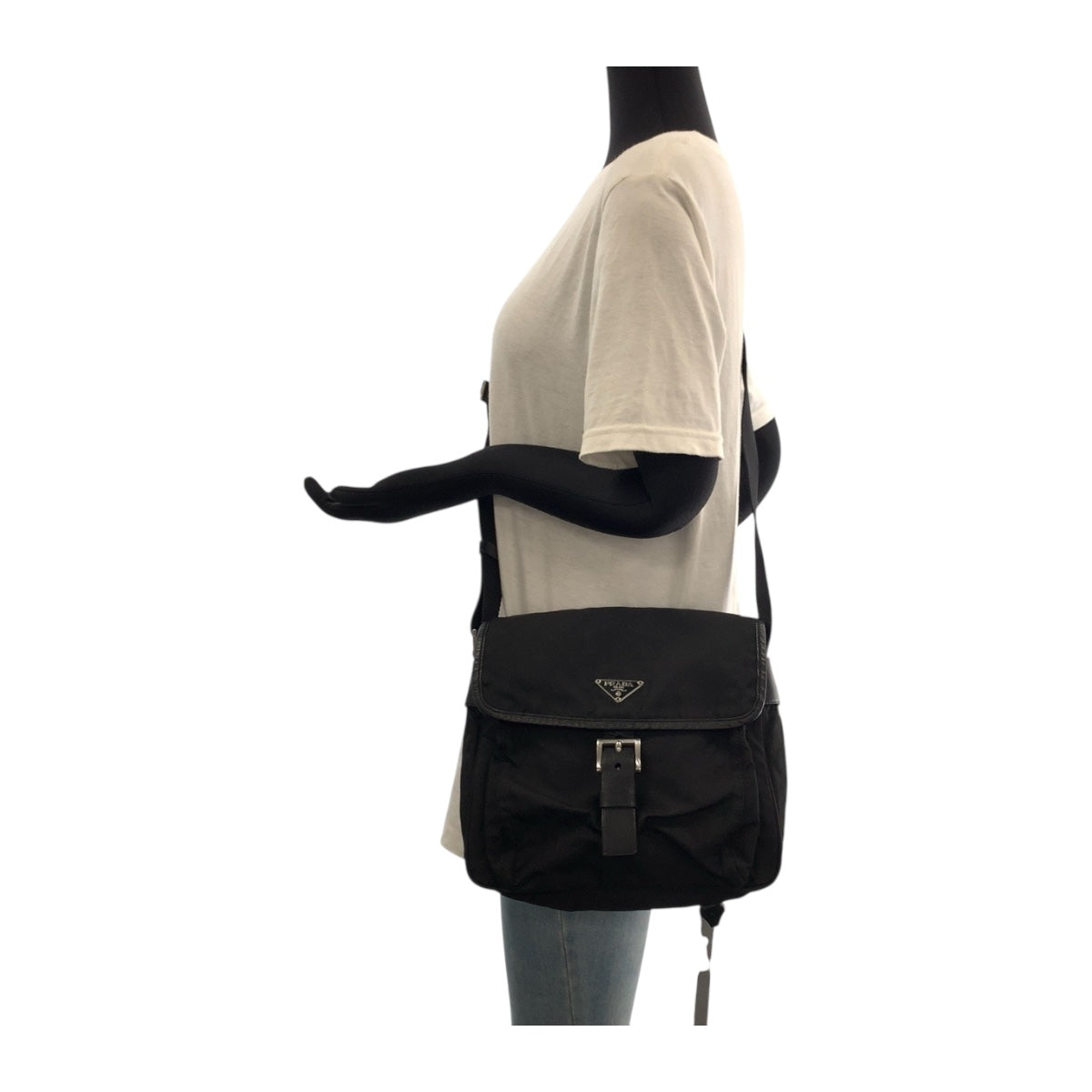 19260
PRADA プラダ テスート 三角ロゴプレート ブラック 黒 シルバー金具 ナイロン BT0173  ショルダーバッグ ポシェット  レディース ABP38