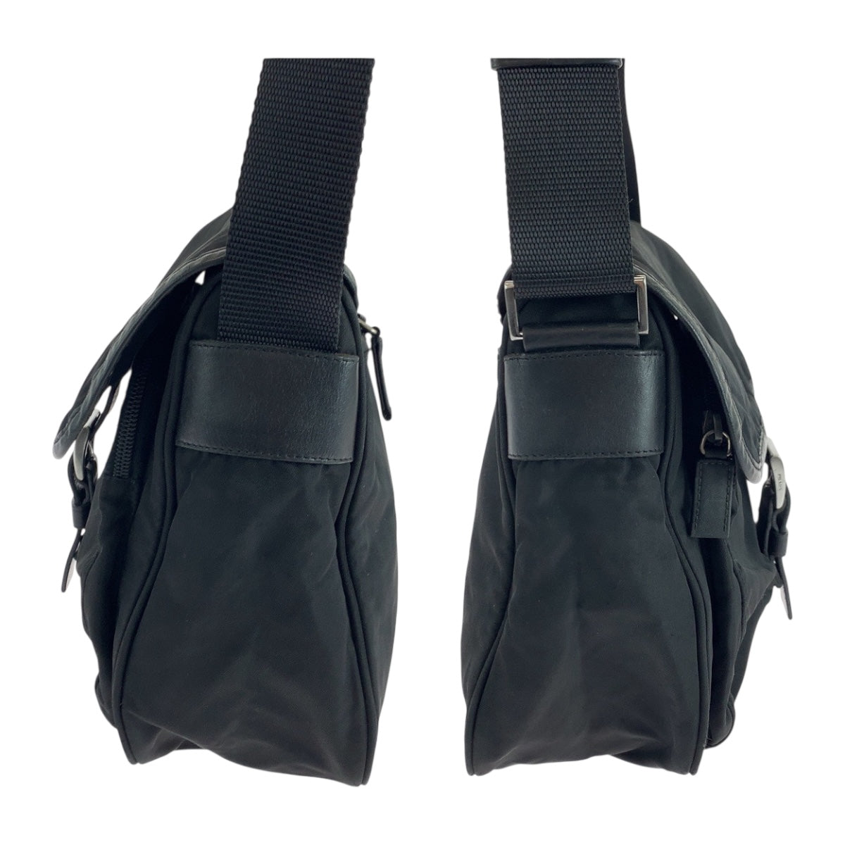 19260
PRADA プラダ テスート 三角ロゴプレート ブラック 黒 シルバー金具 ナイロン BT0173  ショルダーバッグ ポシェット  レディース ABP38