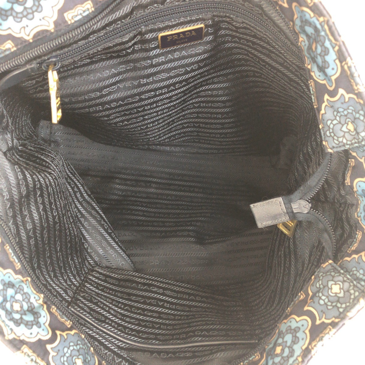 19261
PRADA プラダ テスート 三角ロゴプレート ブルー ネイビー ゴールド金具 ナイロン / レザー トートバッグ ショルダーバッグ 2WAY  レディース A52