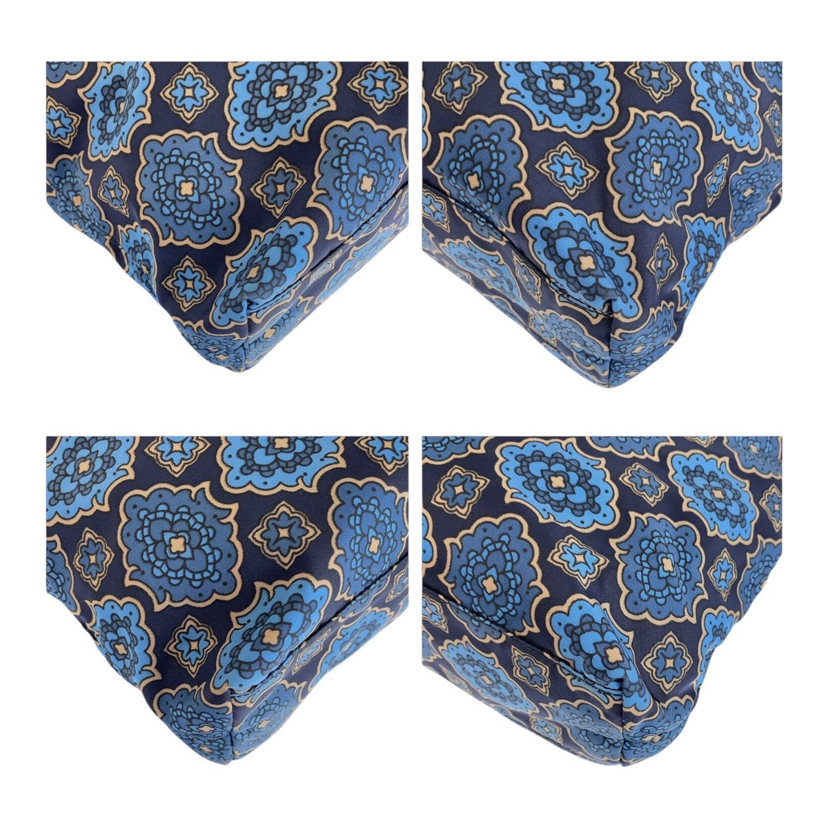 19261
PRADA プラダ テスート 三角ロゴプレート ブルー ネイビー ゴールド金具 ナイロン / レザー トートバッグ ショルダーバッグ 2WAY  レディース A52