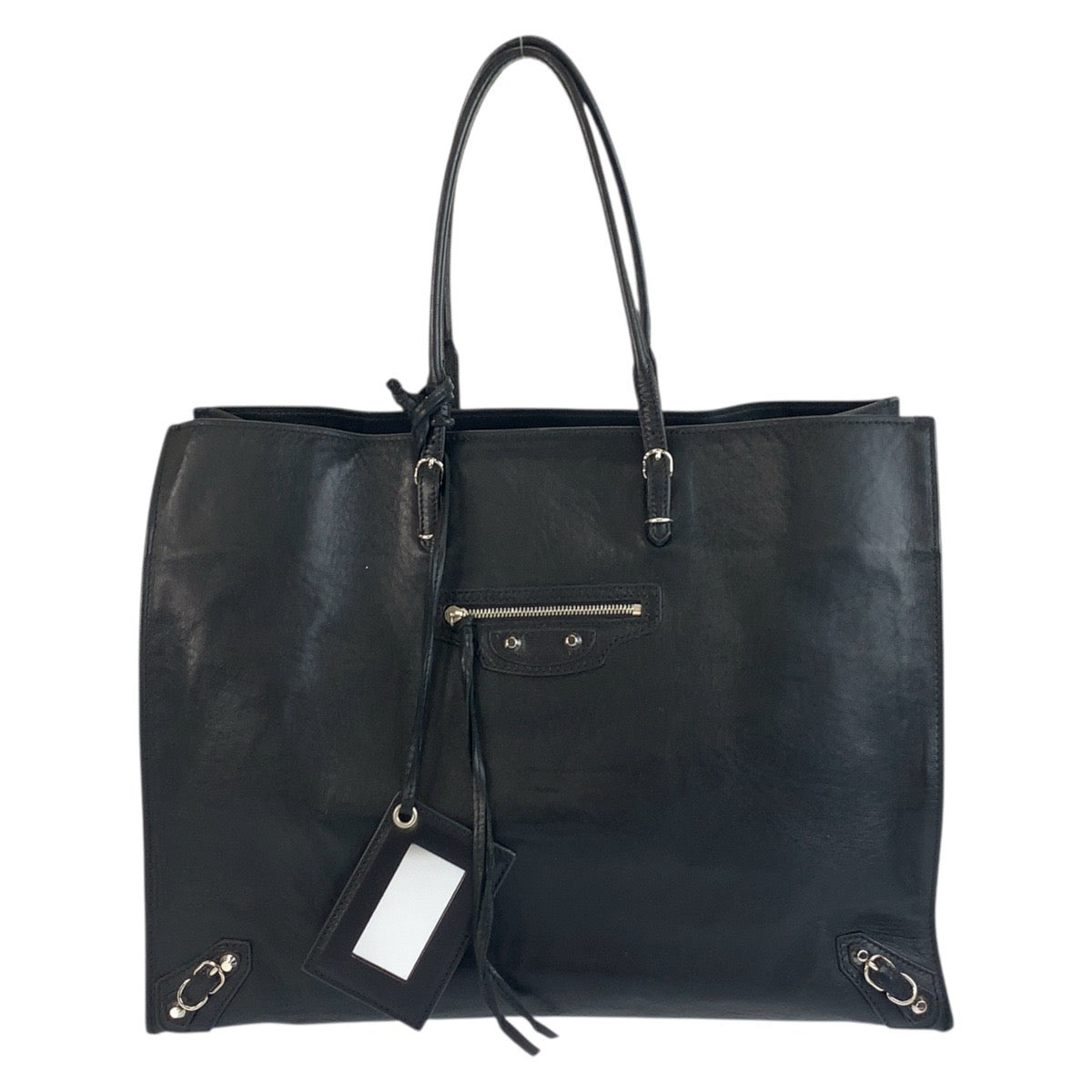 19262
BALENCIAGA バレンシアガ ペーパー ミラー付き ブラック 黒 シルバー金具 レザー 236701 トートバッグ ショルダーバッグ 男女兼用  レディース AB69