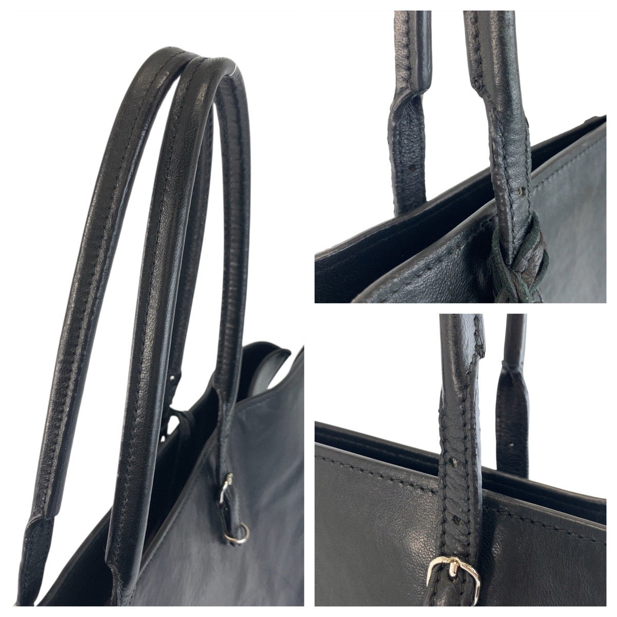 19262
BALENCIAGA バレンシアガ ペーパー ミラー付き ブラック 黒 シルバー金具 レザー 236701 トートバッグ ショルダーバッグ 男女兼用  レディース AB69