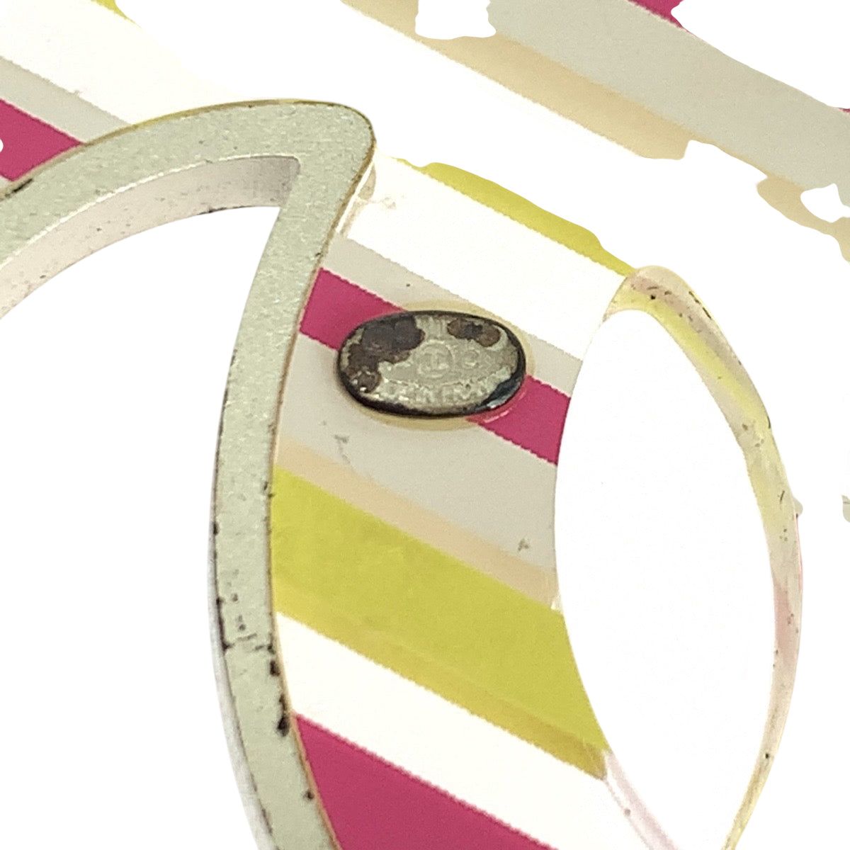 19265
CHANEL シャネル 04Cストライプ ココマーク シルバー マルチカラー アクリル / メッキ ブローチ AB38