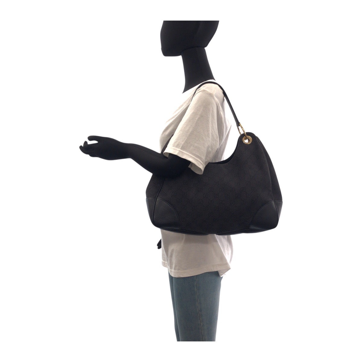 19266
GUCCI グッチ ブラック 黒 ゴールド金具 GGキャンバス / レザー 257268 ショルダーバッグ ハンドバッグ レディース ABP48