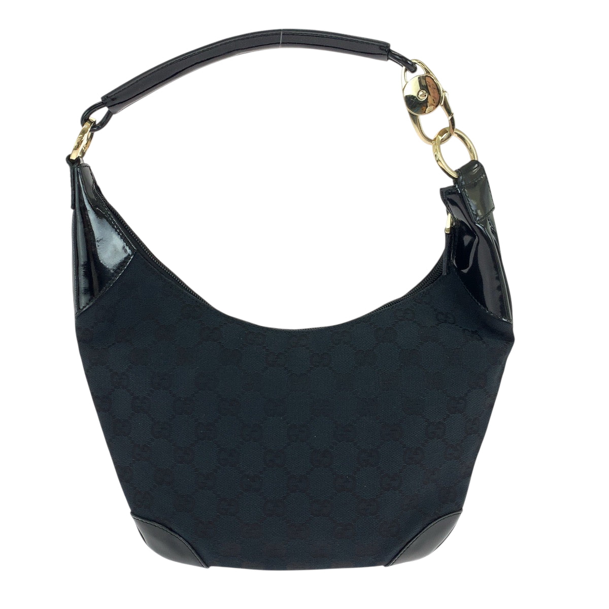 19267
GUCCI グッチ ブラック 黒 ゴールド金具 GGキャンバス / パテントレザー 001 4158 ショルダーバッグ 肩掛け レディース ABP45