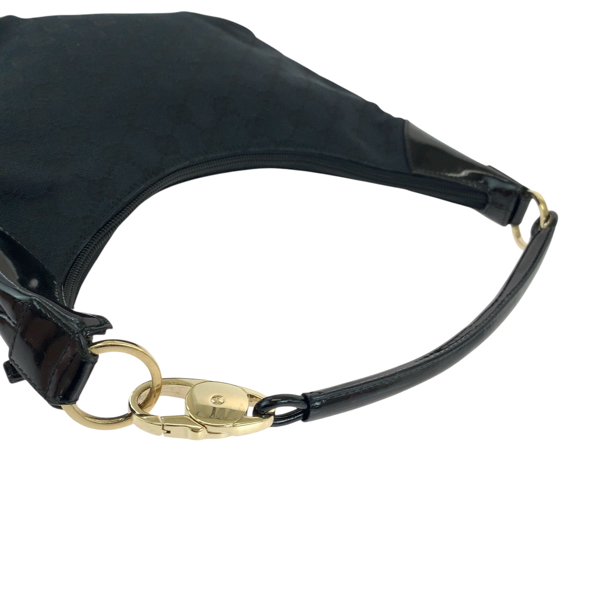 19267
GUCCI グッチ ブラック 黒 ゴールド金具 GGキャンバス / パテントレザー 001 4158 ショルダーバッグ 肩掛け レディース ABP45