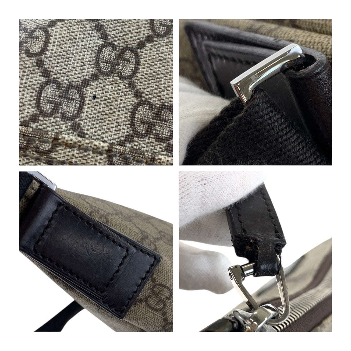 19268
GUCCI グッチ ベージュ ブラウン シルバー金具 GGスプリームキャンバス 110054 ショルダーバッグ メッセンジャーバッグ メンズ AB34