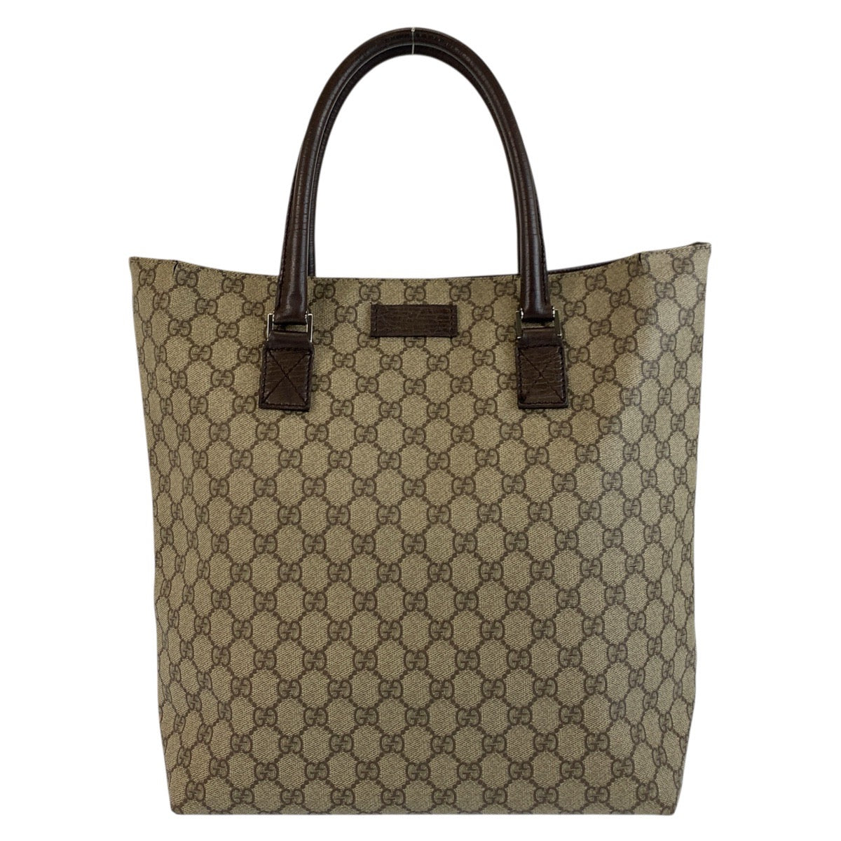 19269
GUCCI グッチ ベージュ ブラウン　シルバー金具 GGスプリームキャンバス / レザー 131220 トートバッグ ハンドバッグ  レディース ABP31