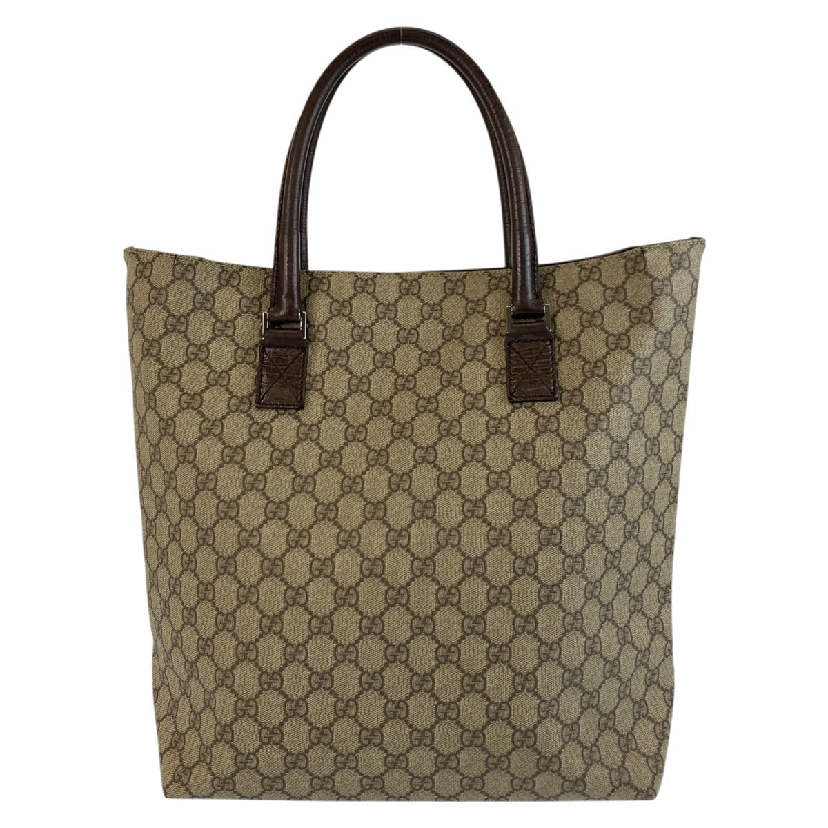 19269
GUCCI グッチ ベージュ ブラウン　シルバー金具 GGスプリームキャンバス / レザー 131220 トートバッグ ハンドバッグ  レディース ABP31