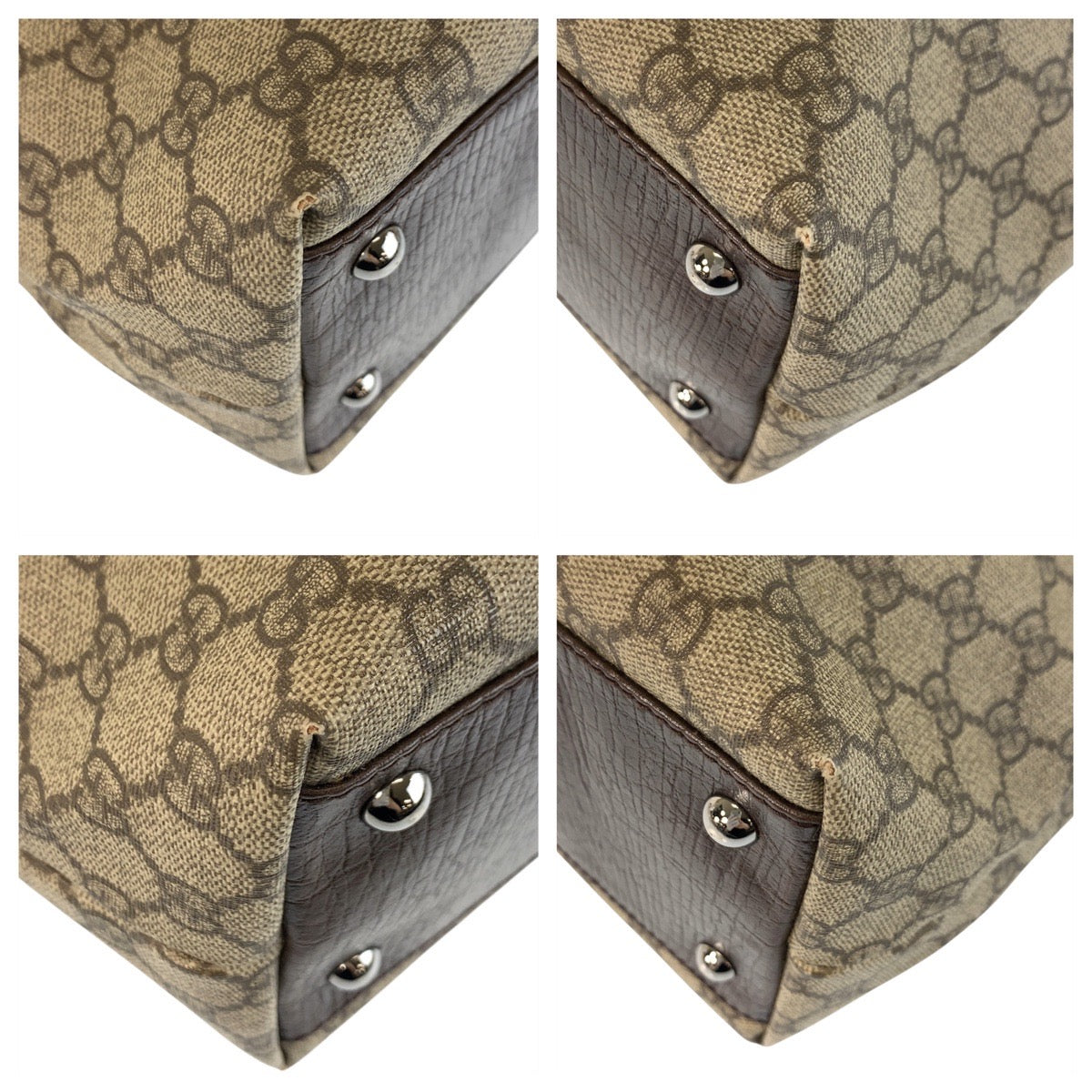 19269
GUCCI グッチ ベージュ ブラウン　シルバー金具 GGスプリームキャンバス / レザー 131220 トートバッグ ハンドバッグ  レディース ABP31