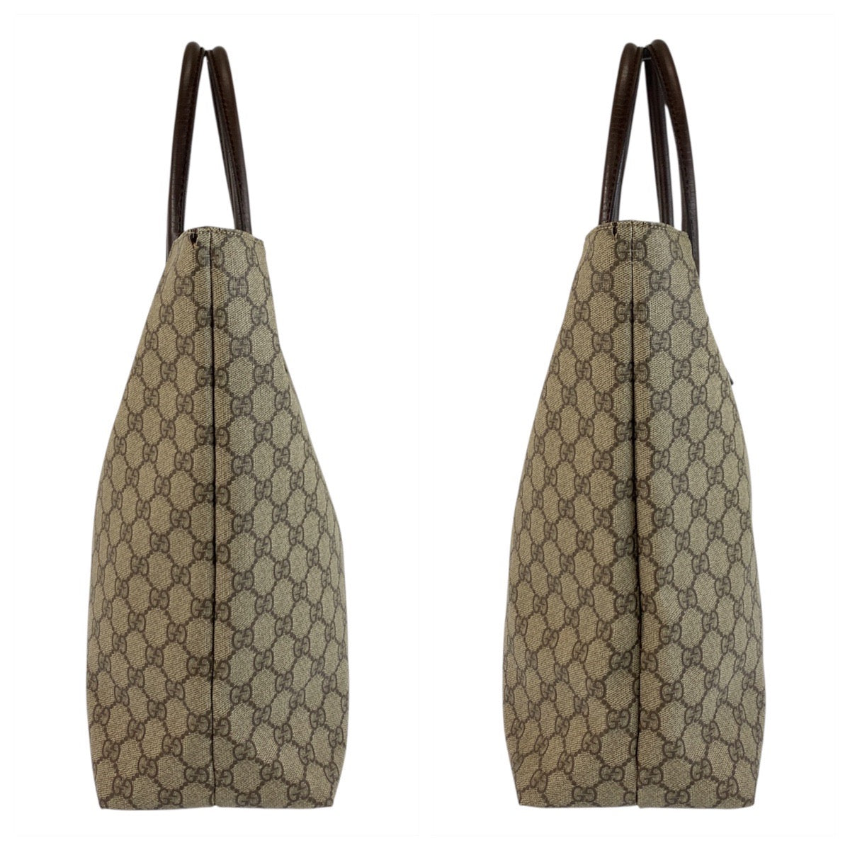 19269
GUCCI グッチ ベージュ ブラウン　シルバー金具 GGスプリームキャンバス / レザー 131220 トートバッグ ハンドバッグ  レディース ABP31