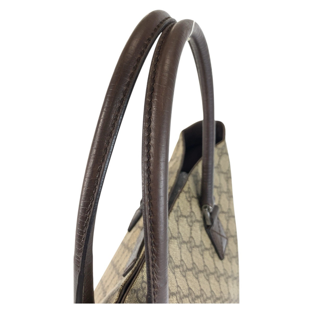19269
GUCCI グッチ ベージュ ブラウン　シルバー金具 GGスプリームキャンバス / レザー 131220 トートバッグ ハンドバッグ  レディース ABP31