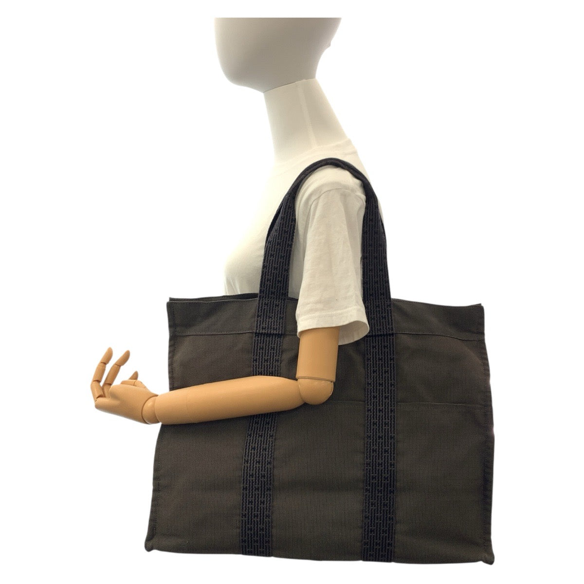 19270
HERMES エルメス エールライン グレー シルバー金具 ポリアミド / ポリエステル トートバッグ ショルダーバッグ  レディース AB17