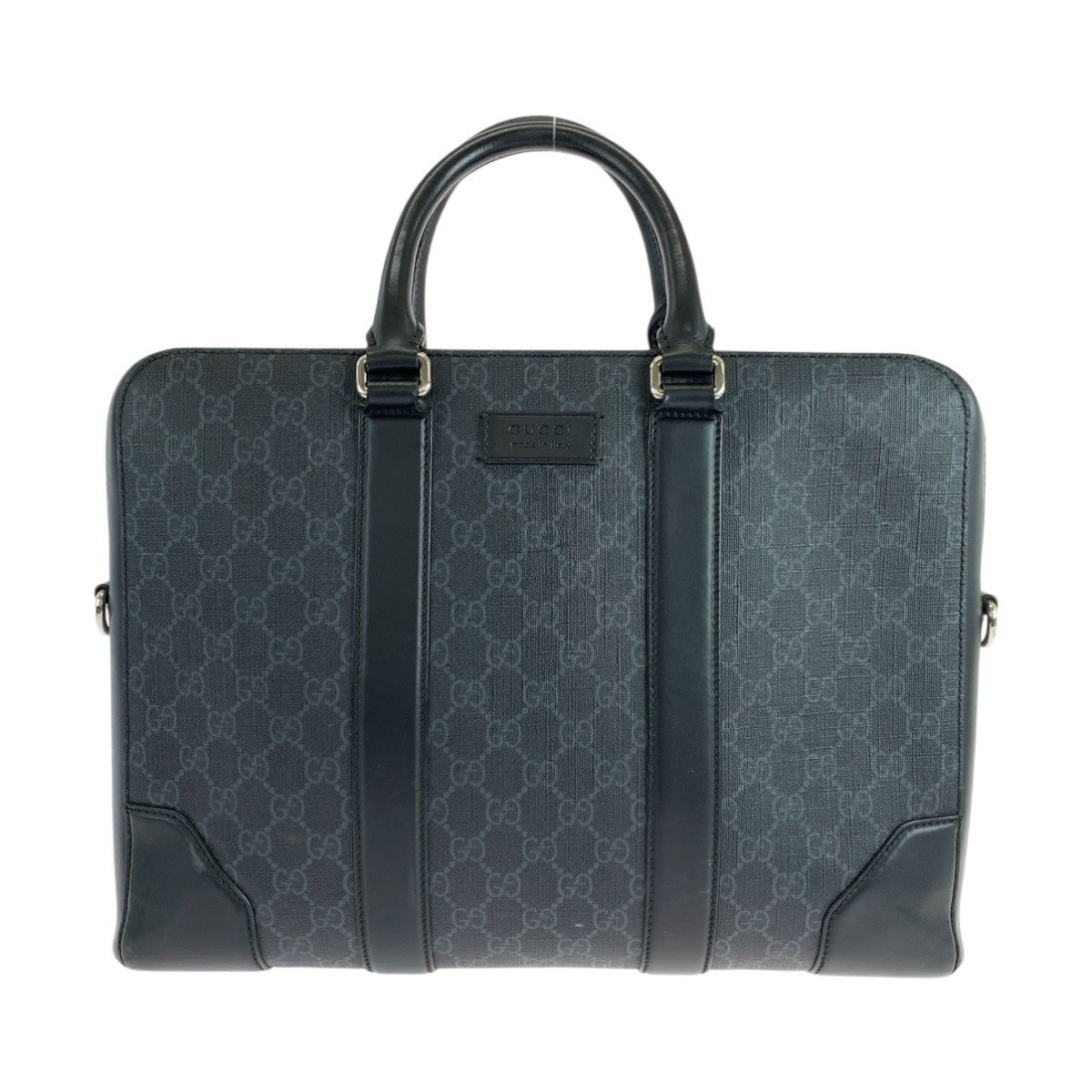 19272
GUCCI グッチ ブラック 黒 シルバー金具 GGスプリームキャンバス 474135 ビジネスバッグ ハンドバッグ  メンズ AB55