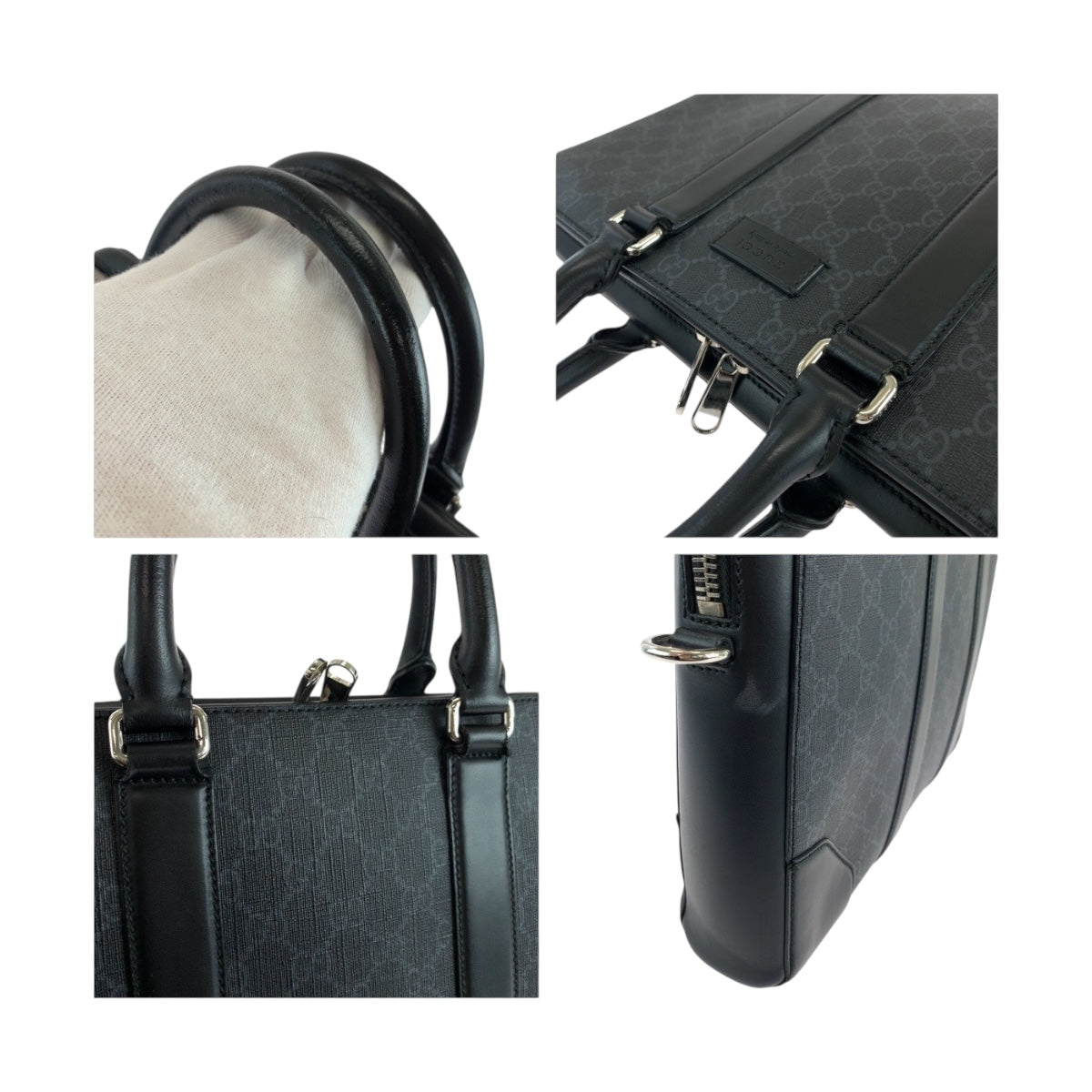19272
GUCCI グッチ ブラック 黒 シルバー金具 GGスプリームキャンバス 474135 ビジネスバッグ ハンドバッグ  メンズ AB55