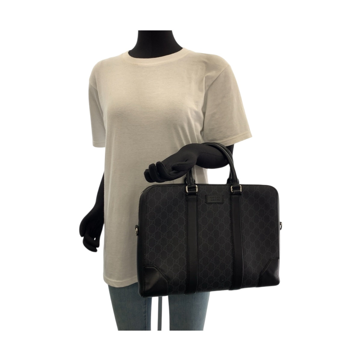 19272
GUCCI グッチ ブラック 黒 シルバー金具 GGスプリームキャンバス 474135 ビジネスバッグ ハンドバッグ  メンズ AB55