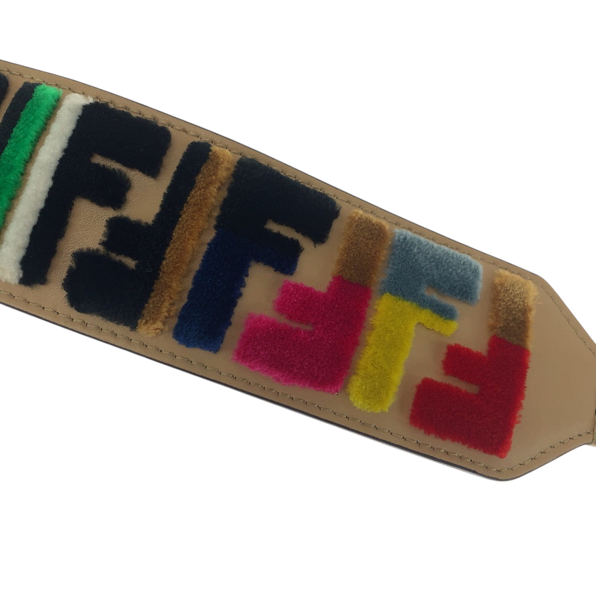 19274
FENDI フェンディ ズッカ ユー ミニ ベージュ マルチカラー レザー ショルダーストラップのみ  レディース A31