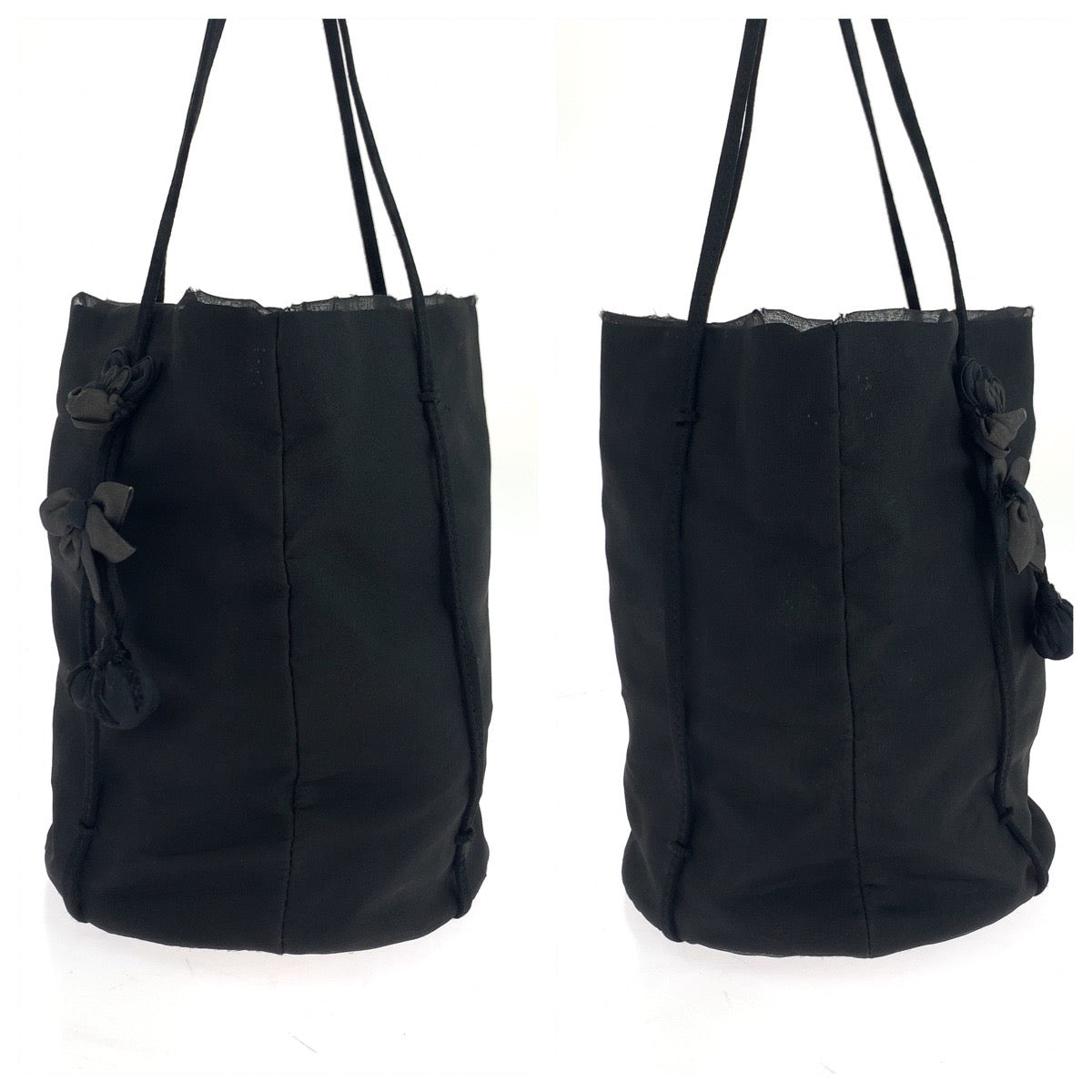 19275
PRADA プラダ テスート サテン ブラック 黒 シルバー金具 ナイロン / サテン トートバッグ ポーチ付き  レディース AB20