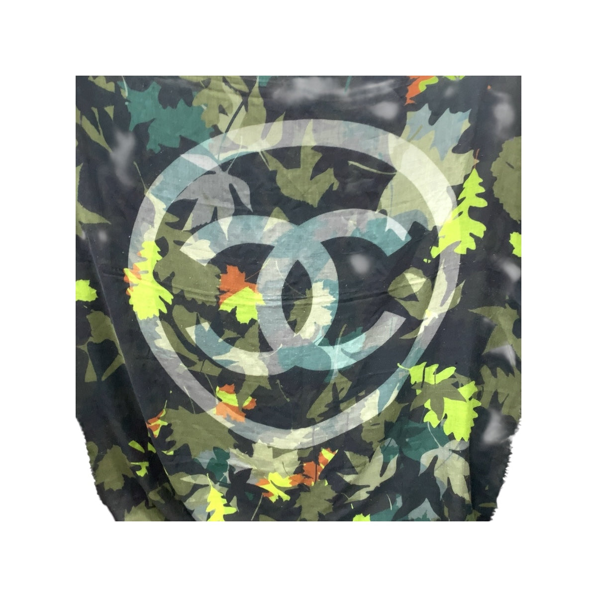 19276
CHANEL シャネル カモフラ ココマーク グリーン マルチカラー カシミヤ 大判スカーフ ストール レディース ABP69