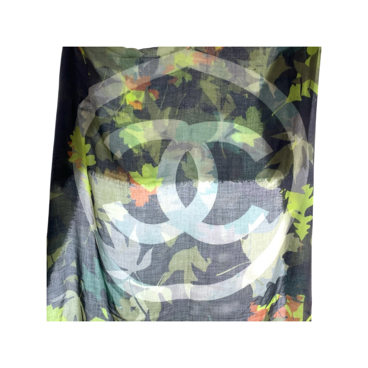 19276
CHANEL シャネル カモフラ ココマーク グリーン マルチカラー カシミヤ 大判スカーフ ストール レディース ABP69