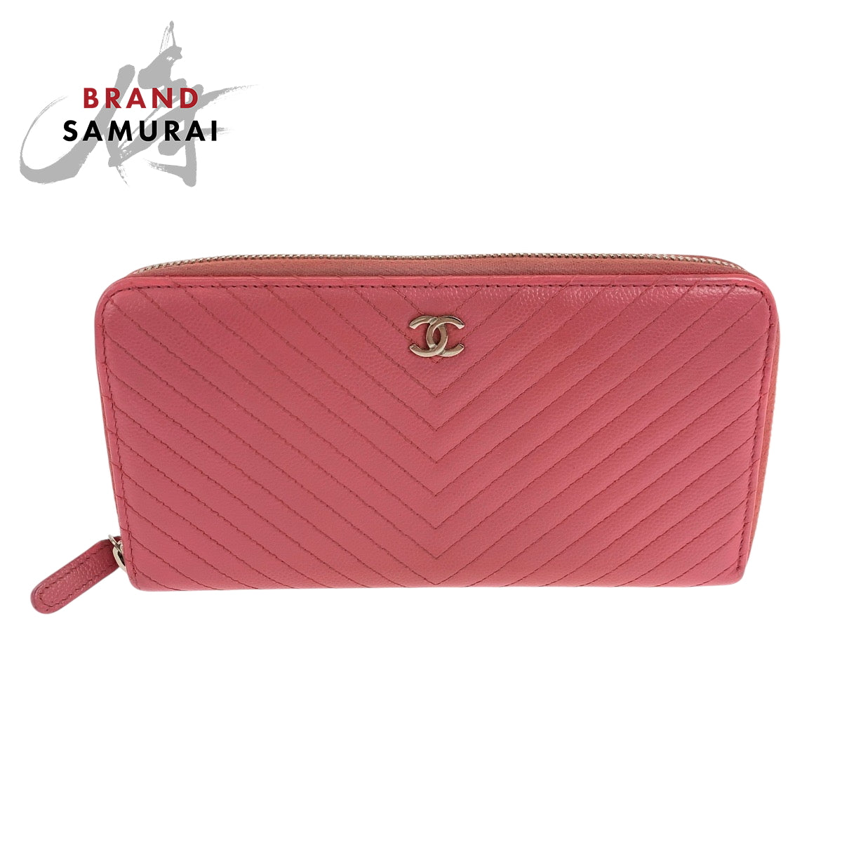 19277
CHANEL シャネル Vシェブロン Vステッチ ココマーク ピンク ゴールド金具 キャビアスキン 長財布 ラウンドファスナー  レディース ABP59