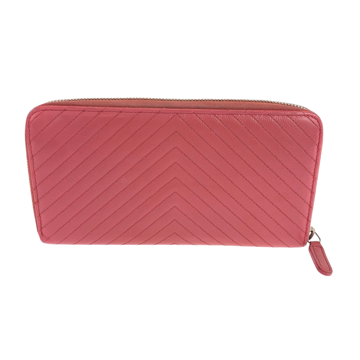 19277
CHANEL シャネル Vシェブロン Vステッチ ココマーク ピンク ゴールド金具 キャビアスキン 長財布 ラウンドファスナー  レディース ABP59