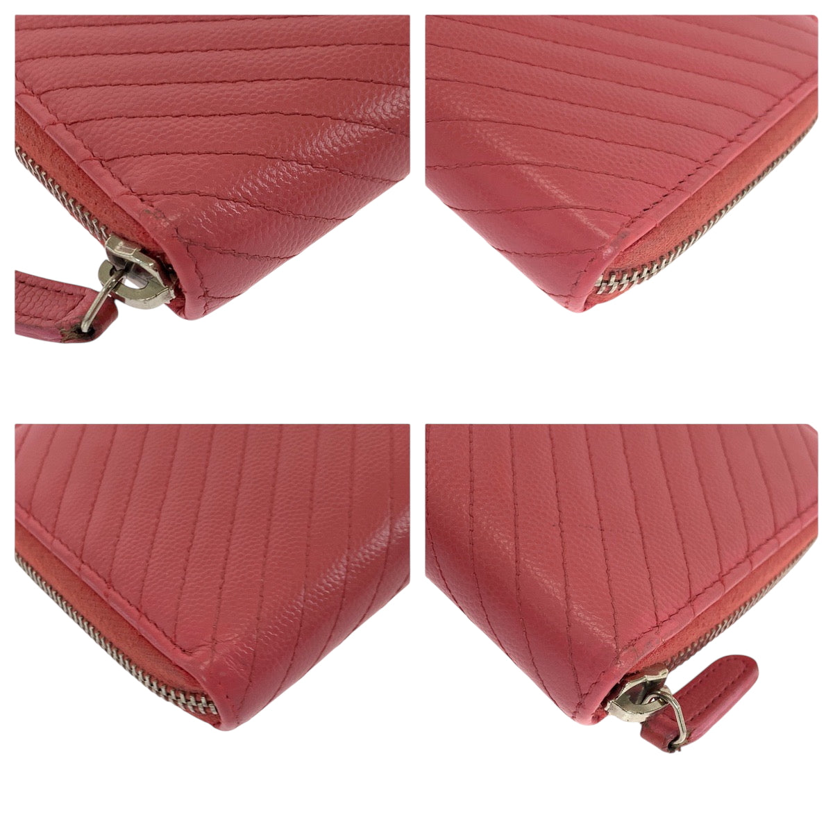 19277
CHANEL シャネル Vシェブロン Vステッチ ココマーク ピンク ゴールド金具 キャビアスキン 長財布 ラウンドファスナー  レディース ABP59