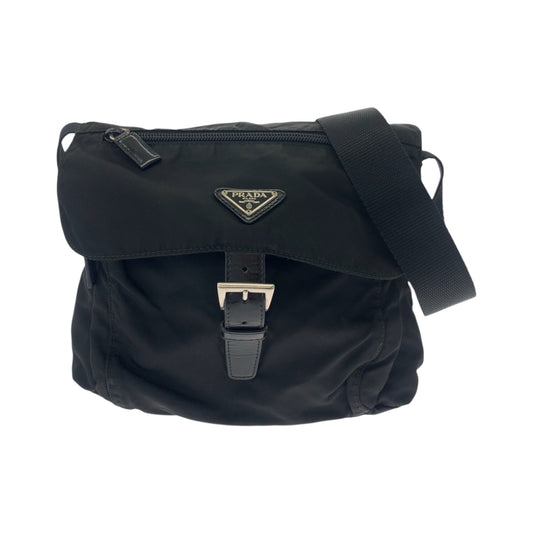 19281
PRADA プラダ テスート 三角ロゴプレート ブラック 黒 シルバー金具 ナイロン BT8994 ショルダーバッグ ポシェット  メンズ AB41