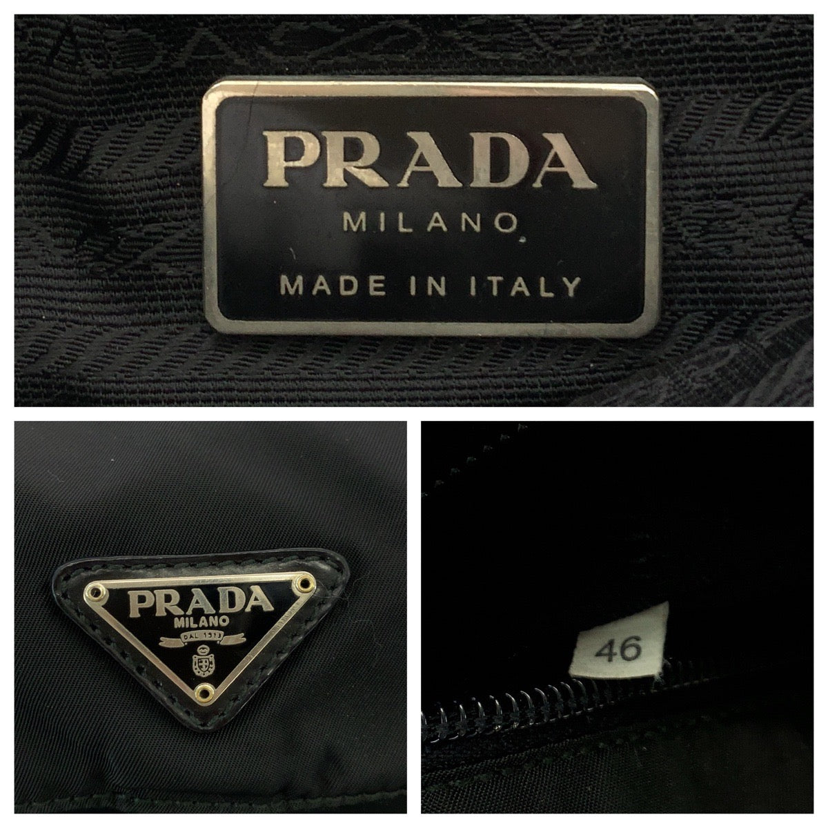 19281
PRADA プラダ テスート 三角ロゴプレート ブラック 黒 シルバー金具 ナイロン BT8994 ショルダーバッグ ポシェット  メンズ AB41