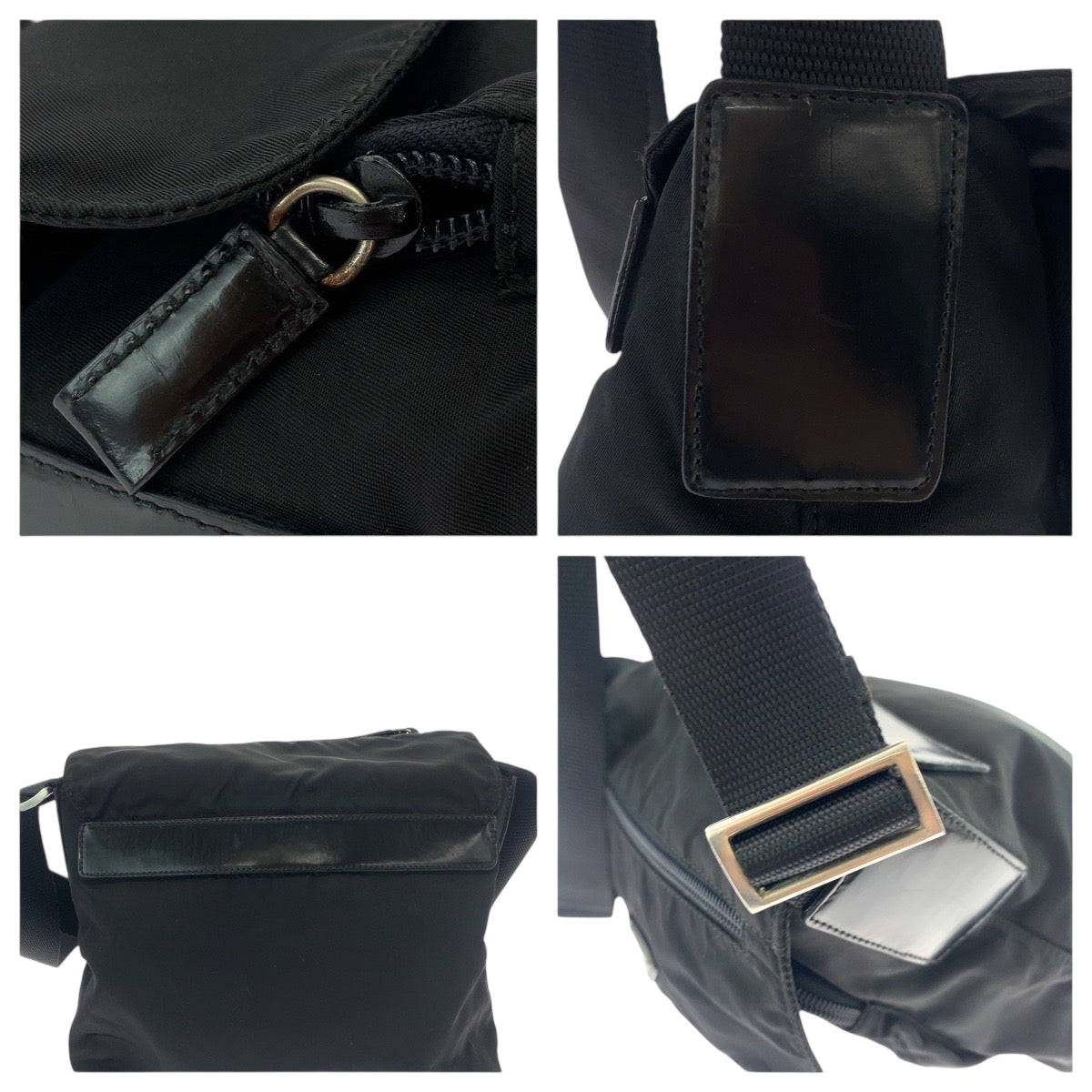 19281
PRADA プラダ テスート 三角ロゴプレート ブラック 黒 シルバー金具 ナイロン BT8994 ショルダーバッグ ポシェット  メンズ AB41