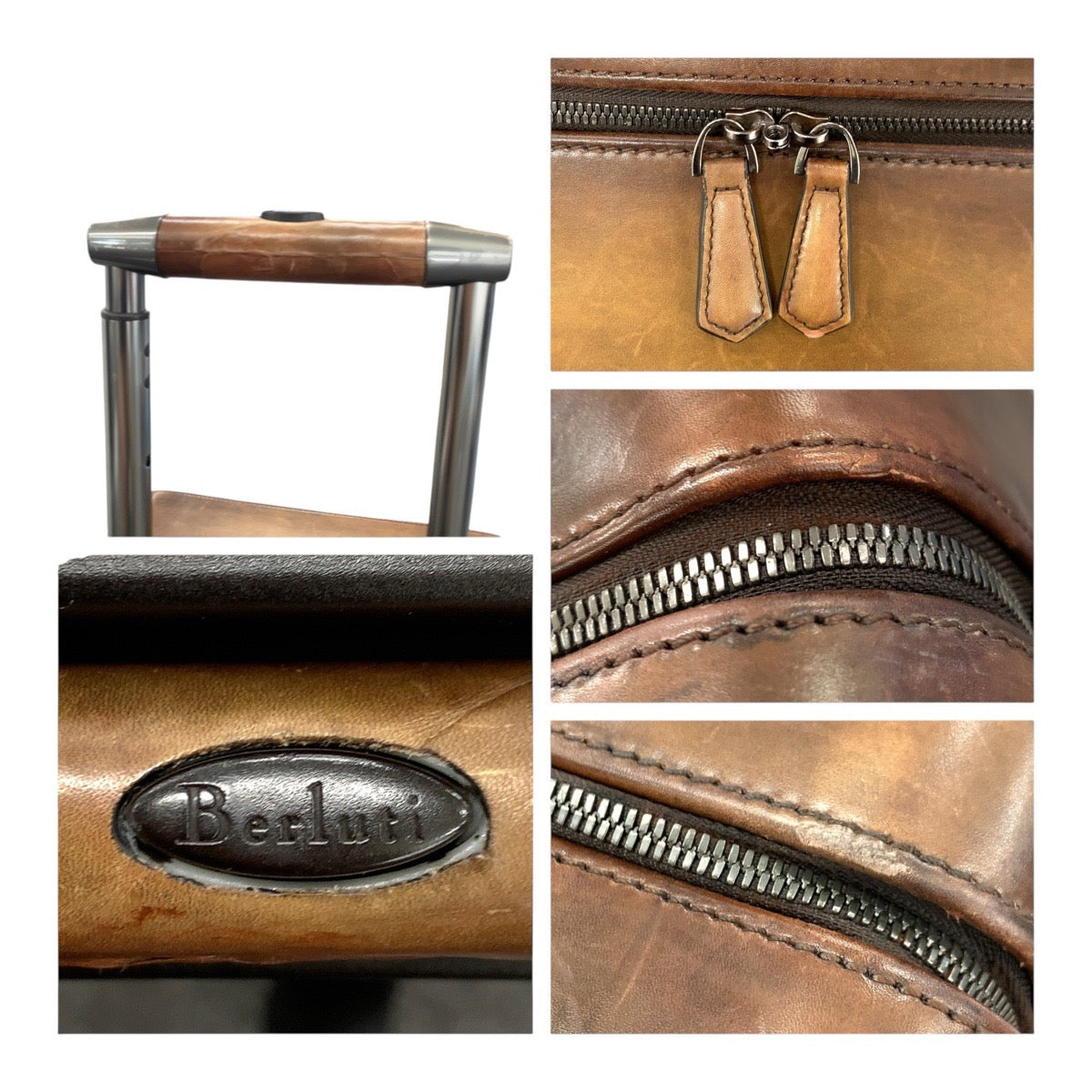 19287
Berluti ベルルッティ フォーミュラ1000 ブラウン シルバー金具 レザー キャリーケース スーツケース メンズ ABP300