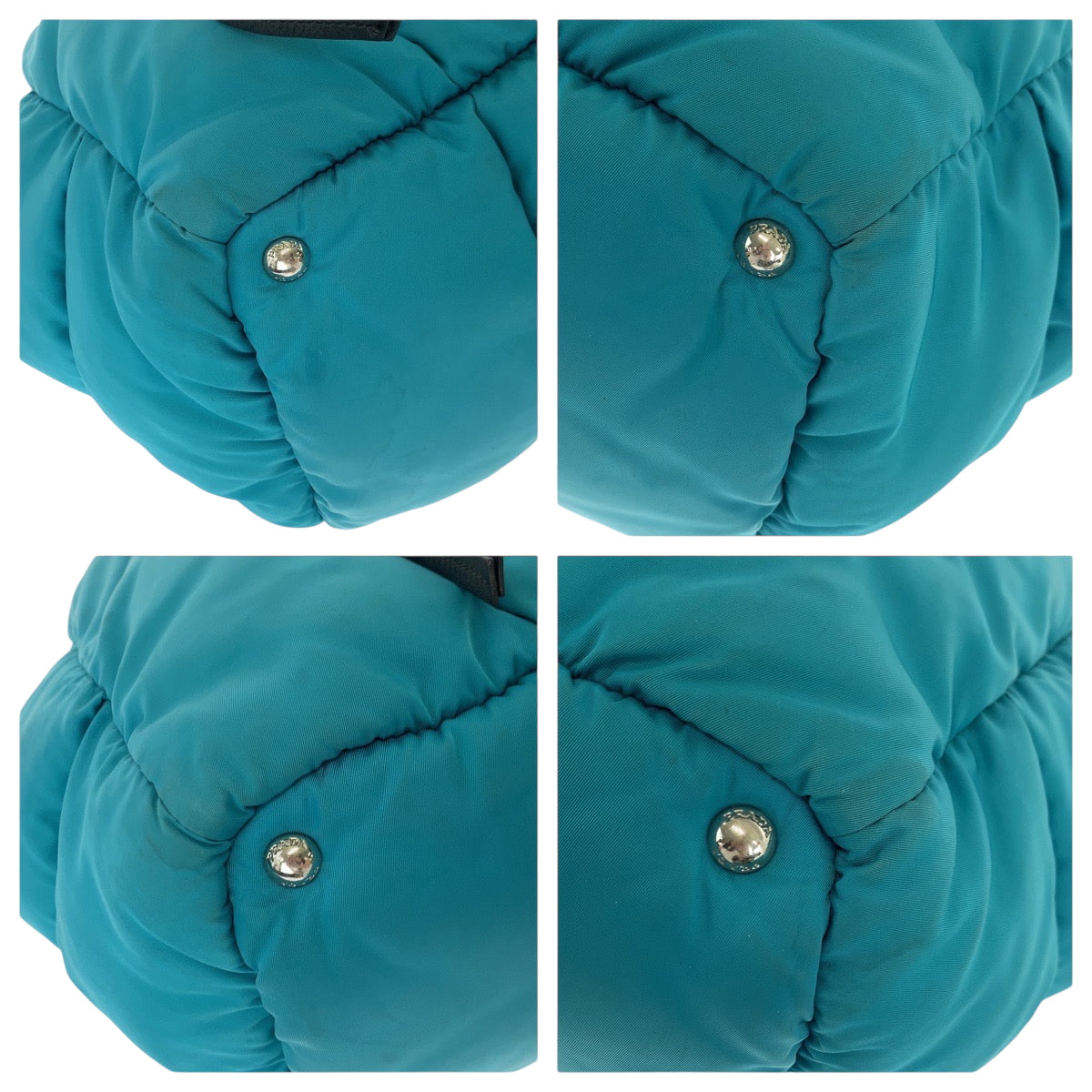 19289
PRADA プラダ テスート ボンバー 三角ロゴプレート ターコイズ ブラック シルバー金具 ナイロン BN2635 ショルダーバッグ トートバッグ 2way  レディース ABP96