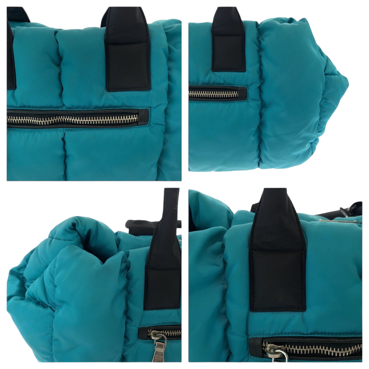 19289
PRADA プラダ テスート ボンバー 三角ロゴプレート ターコイズ ブラック シルバー金具 ナイロン BN2635 ショルダーバッグ トートバッグ 2way  レディース ABP96